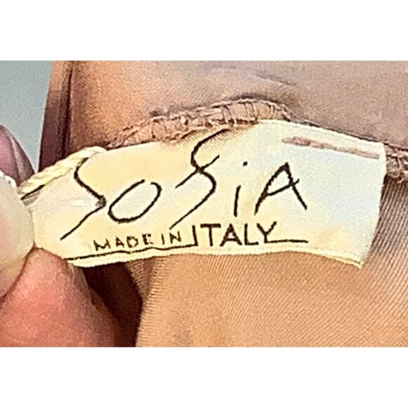 Sofia Made In Italy Womens OS Loose Fit Satin Blouse Caramello Lagenlook Classic - Picture 5 of 6
